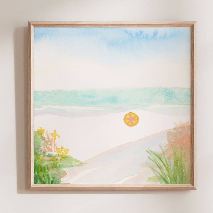 Sunshiny Day — Impression d'art moderne sur la côte de la plage pour la vente par Amber DeCicco Art