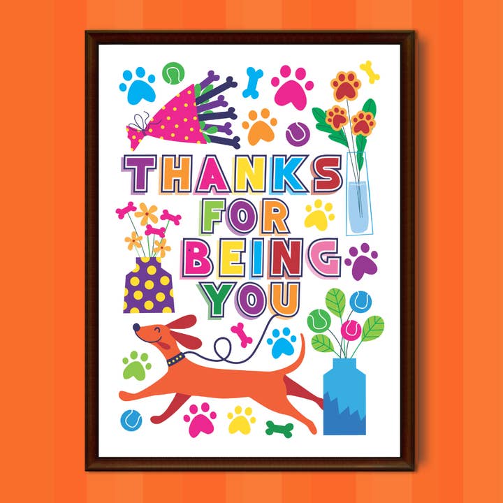 Dankeschön-Hund Wandkunstdruck für den Großhandel von Scoff Paper