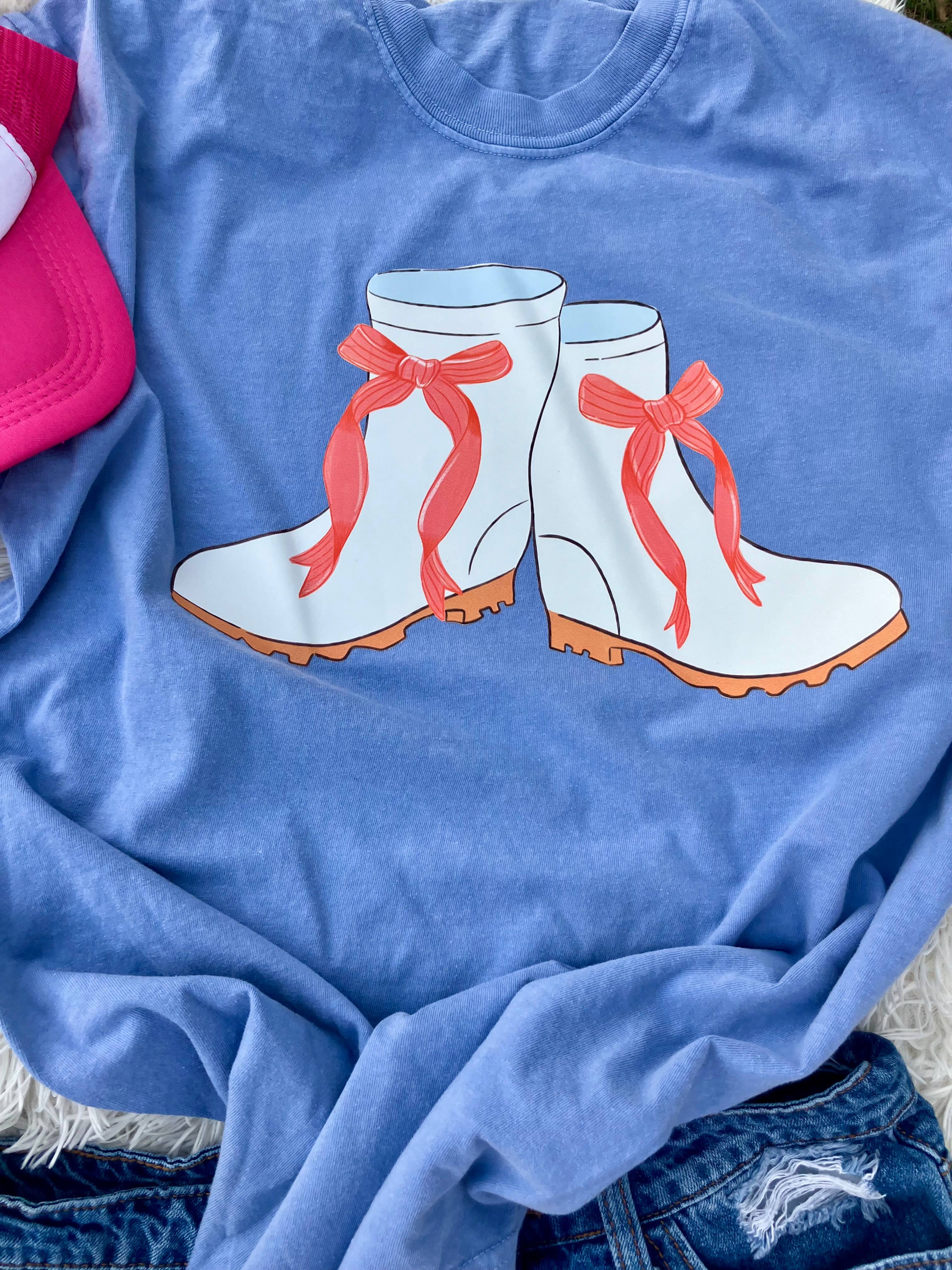 on the Bayou - Wholesale Screen Printed T-Shirt - Kids - Shrimp boots with bows shrimp t-shirt 8