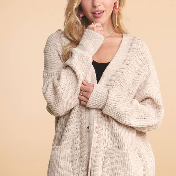 ADORA LA - Wholesale Cardigan - Women's - CESW3755 - STITCH ACCENT SWEATER CARDIGAN6