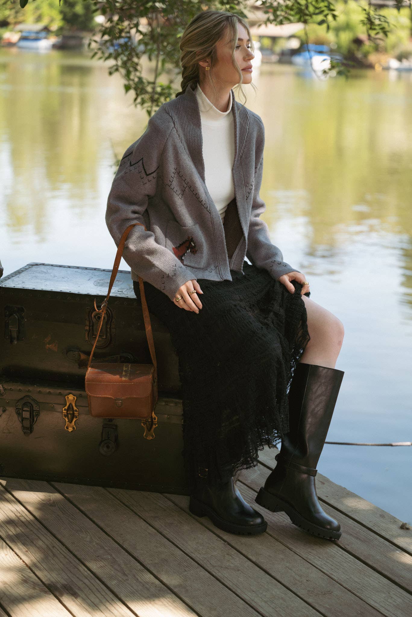 &MERCI - Wholesale Cardigan - Women's - HORSE KNIT SWEATER CARDIGAN MSW1080722