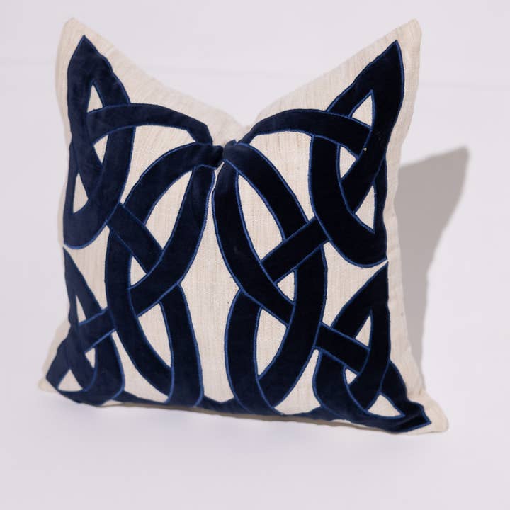 BHD HOME - Wholesale Throw/decorative pillow - Navy and Natural Dial Appliqué 50 x 50cm1
