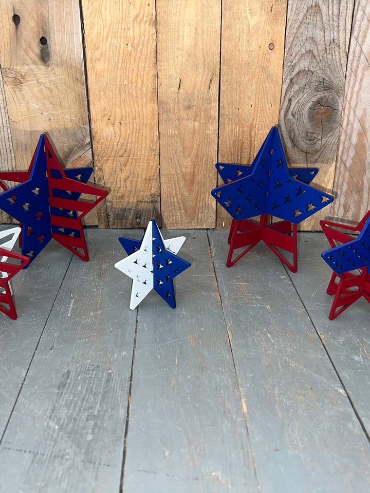 Recorte de estrellas del 4 de julio, decoración del hogar, kit de manualidades, kit de bricolaje para venta al por mayor de Rustic Home Co LLC