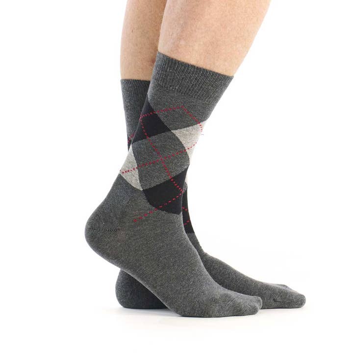 Sok van voornamelijk katoen met antracietkleurig ruitpatroon voor wholesale door Pom de pin