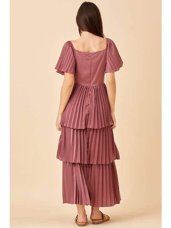 DK Mauve Tiered Maxi Dress With Ruffle Detail for wholesale on Faire