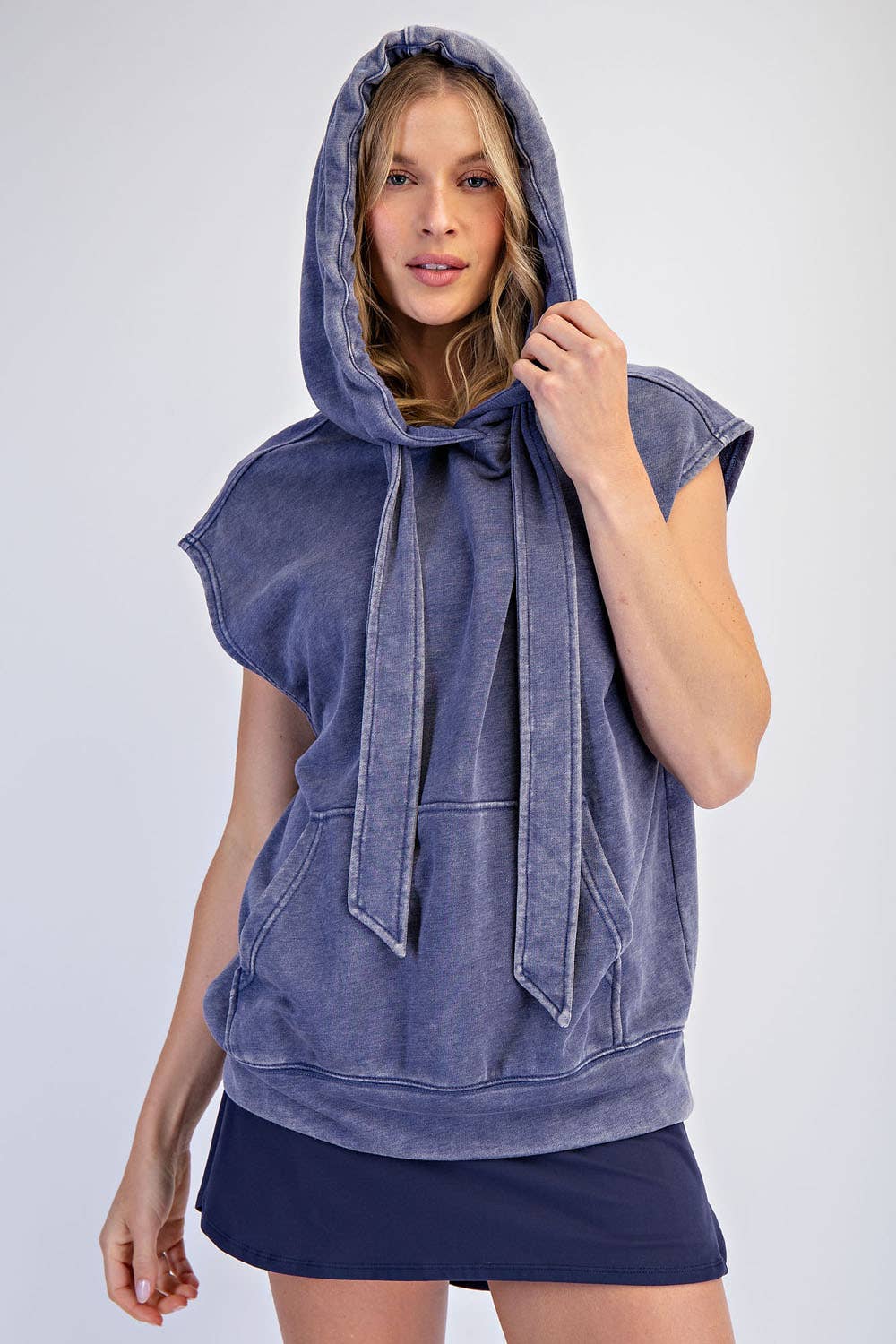 Rae Mode - Wholesale Hoodie - Women's - MINERAL WASHED TERRY SLEEVELESS HOODIE SWEATSHIRT12