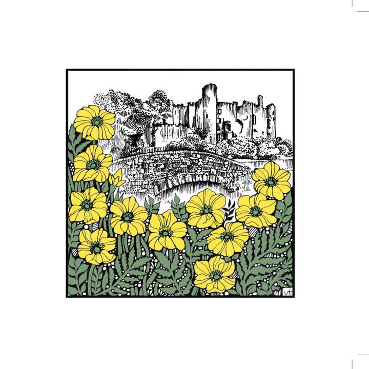 Milltir Sgwâr (Square Mile) Laugharne Castle Butterblumen für den Großhandel von Alff a Bet Design