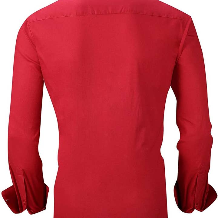 Rodeo Clothing - Wholesale Buttoned-down shirt – Men's - Mens Dress Shirts Wrinkle Free Regular Long Sleeve Shirts - RED1