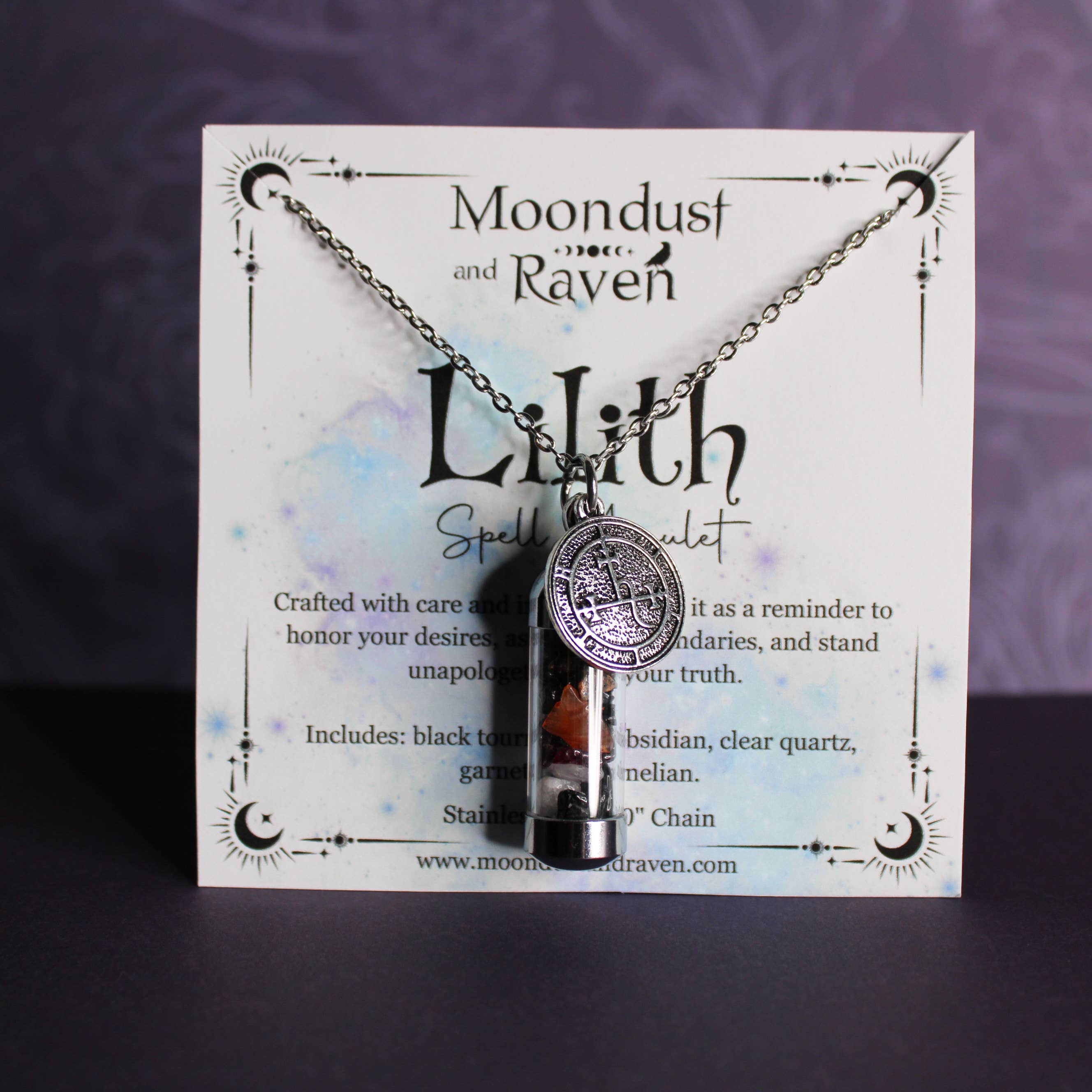 Moondust and Raven - Wholesale Pendant/Charm Necklace - Lilith Spell Jar Amulet Necklace, Witchy Crystal Jewelry 5