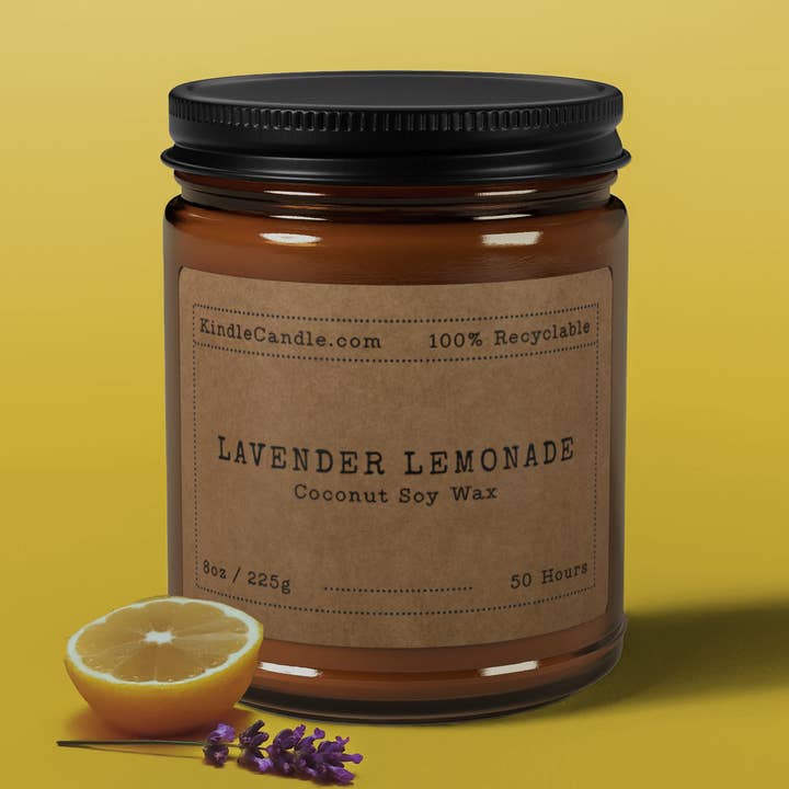 Citron Lavendel 8oz stearinlys for engroshandel hos Kindle Candle