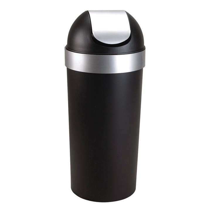 Everyday Supply Co - Wholesale Trashcan/Trash Bin - Umbra Venti 16 Gal Black/Silver Swing-Top Trash Can