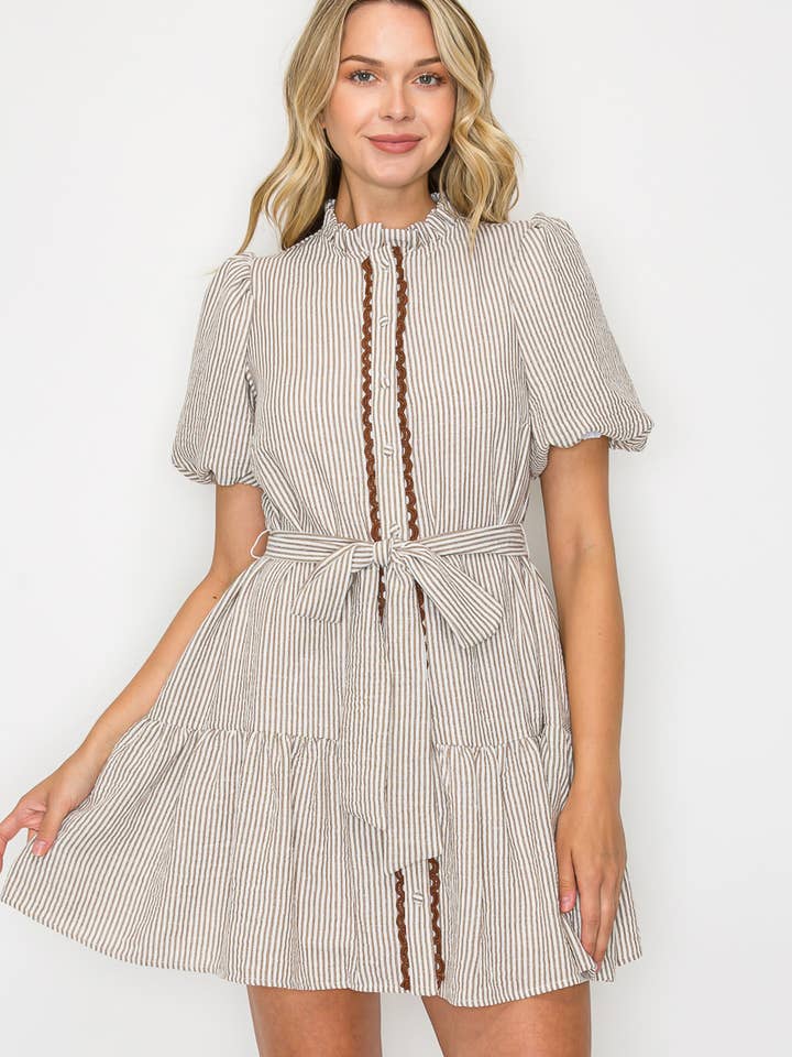 LoveWednesday - Wholesale Dress - Women's - Tortilla Stripe Mini Dress - LWD29184