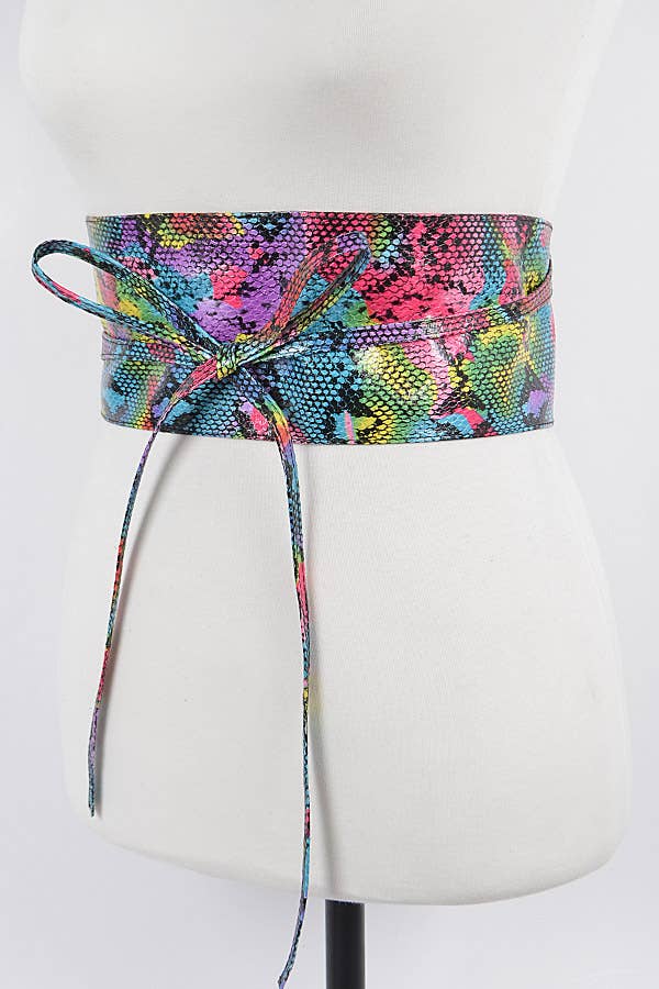 MULTICOLOR Multi Snake Print Kimono Belt for wholesale on Faire1
