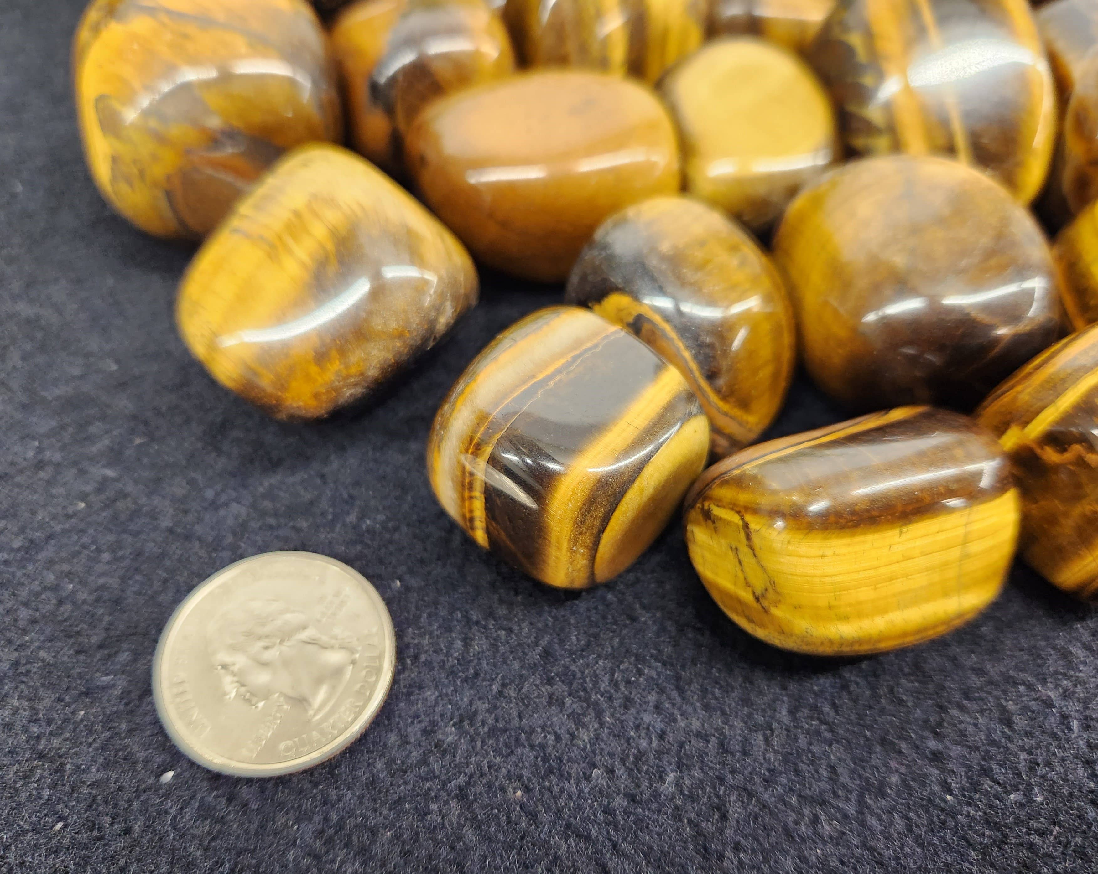 Meraki Gemstones - Wholesale Spirituele steen/kristal - Gele tijgeroog (1 kg/2,2 lbs.) Ongeveer 30-35 mm getrommeld4