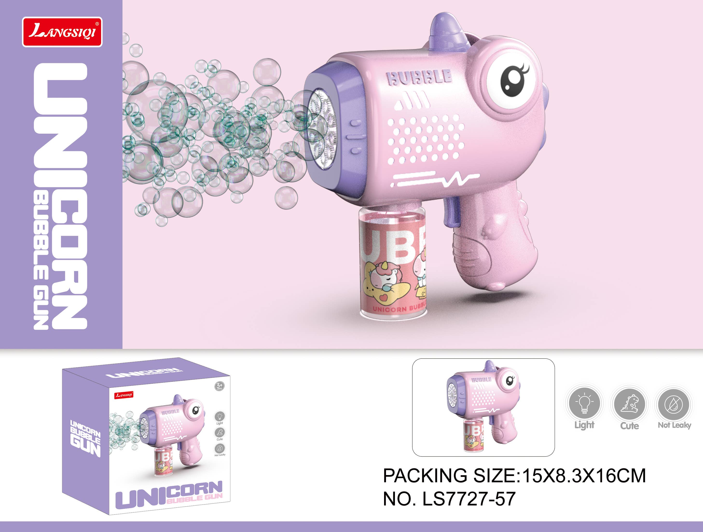 K & S WHOLESALE INC - Wholesale Bubble Wand - Kids - Unicorn Bubble Gun 24CT1