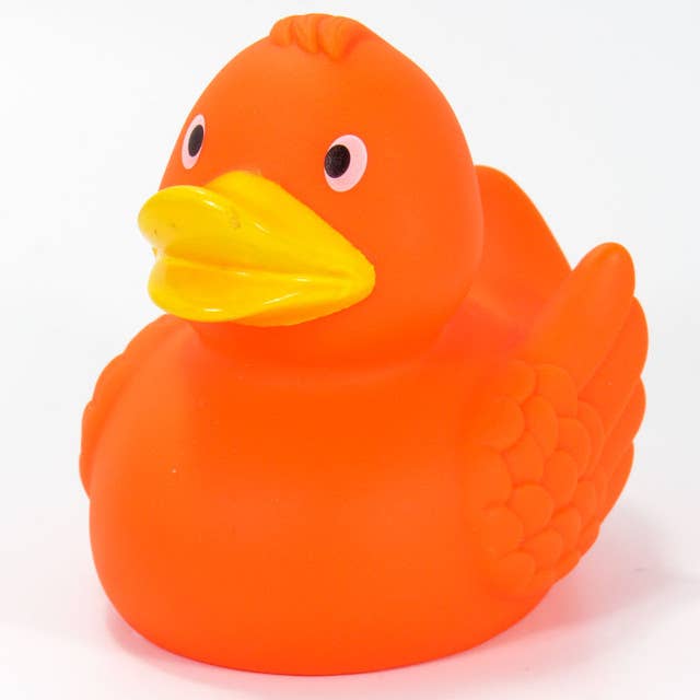 Bright Orange Rubber Duck for wholesale by Ducks in the Window