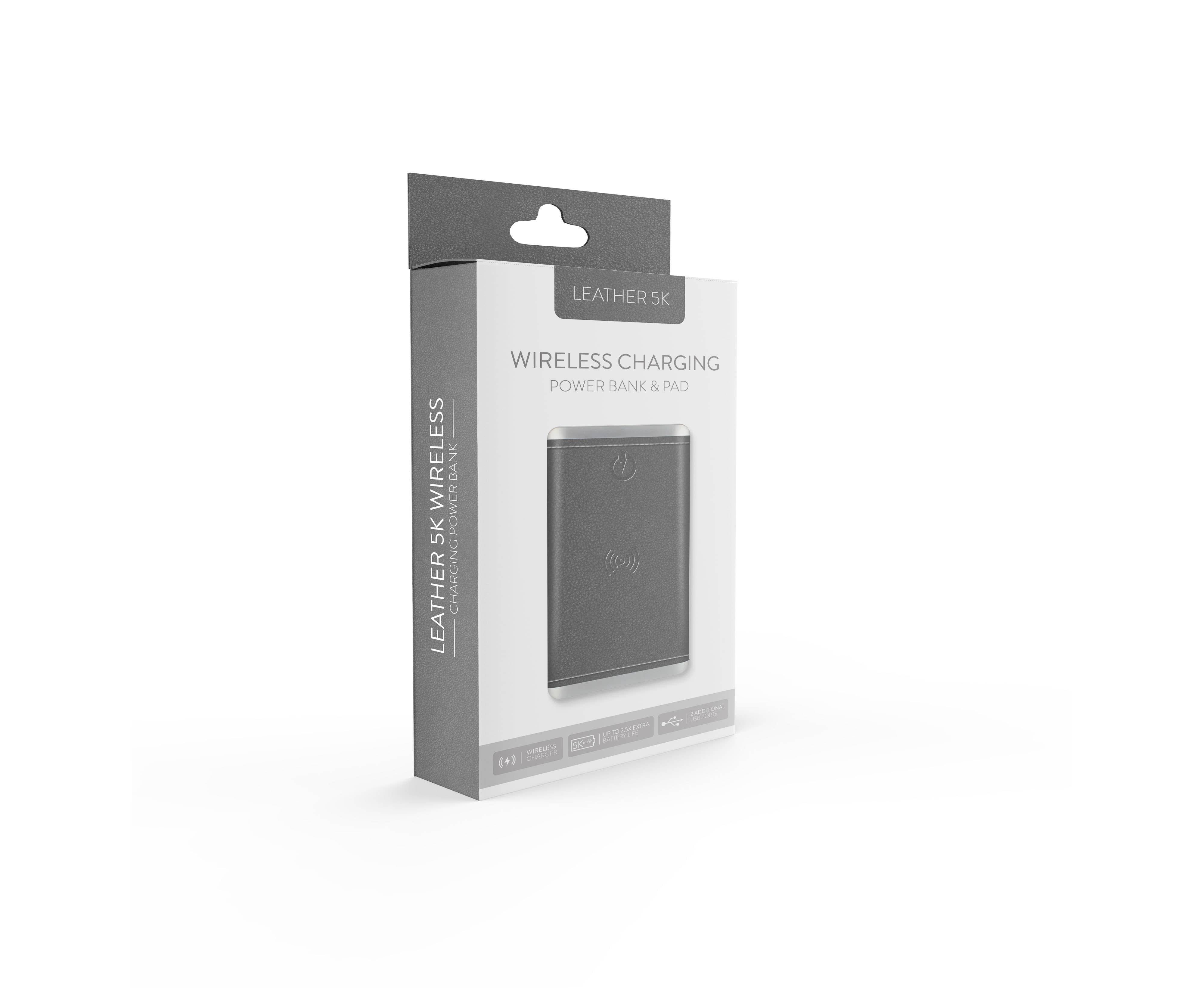 PhunkeeTree - Wholesale Portable Charger - Black - Leather 5K Wireless Charging Power Bank4