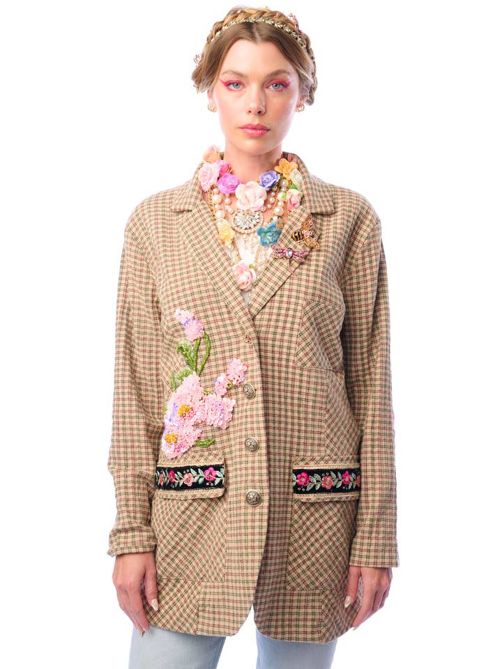 Aratta | Women's Fashion - Wholesale Blazer - Women's - Diana Beige Floral Blazer | Plaid Blazer | Flowery Jacket19