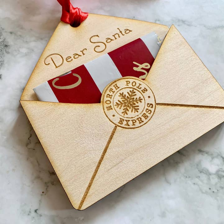 Personalised Engraved Wooden Xmas Gift Card Holder for wholesale by Resplendent Aurora