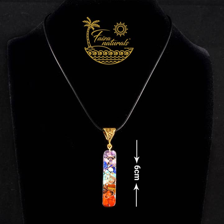Faiza Naturals - Wholesale Pendant/Charm Necklace - 7 Chakras Orgonite Crystal Necklace (6 cm length)2