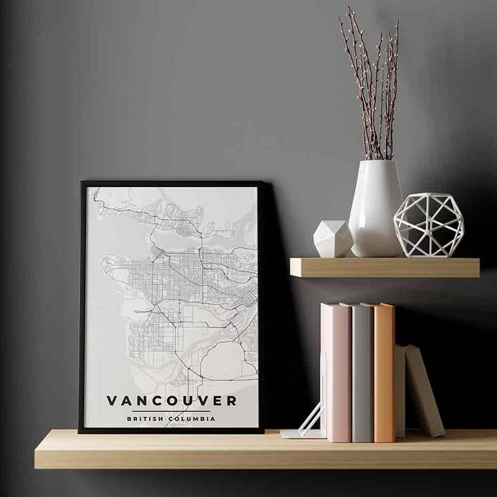 Vancouver Classic Grey, map print for wholesale by Line Point Design