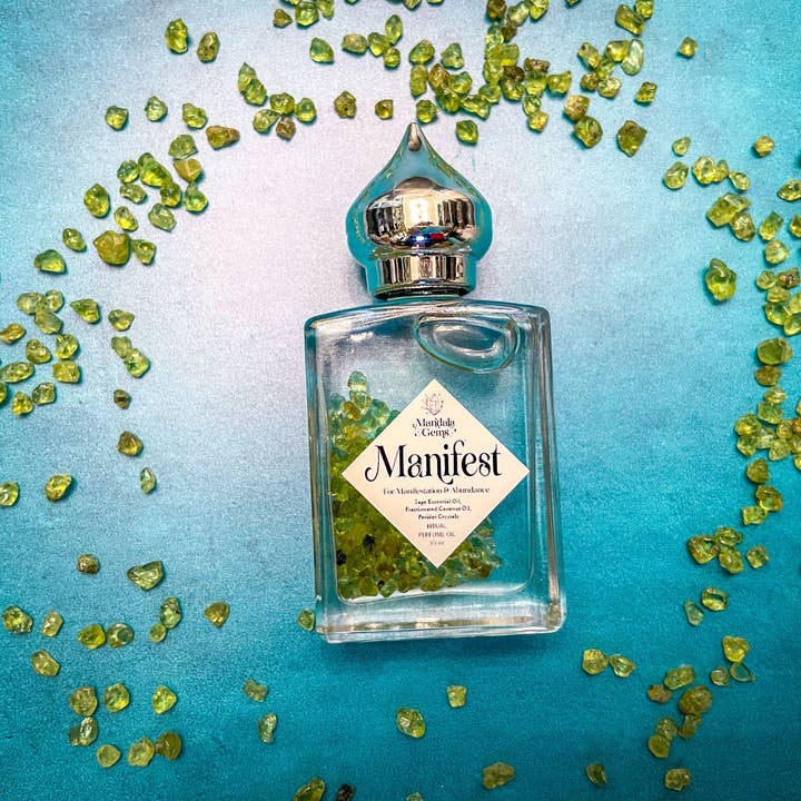 Mandala Gems - Wholesale Fragrance Oil - MANIFEST Perfume Oil for MANIFESTATION with Peridot + Sage essential oil5