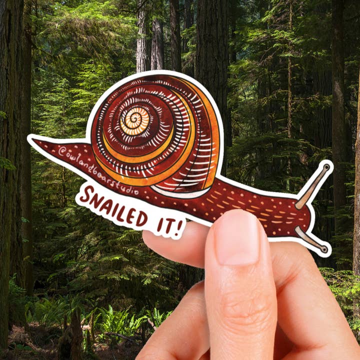 "Ça bave pour moi !" Autocollant Escargot Pacific Sideband (Vinyle Éco) - Monadenia fidelis pour la vente par Owl & Bear Studio