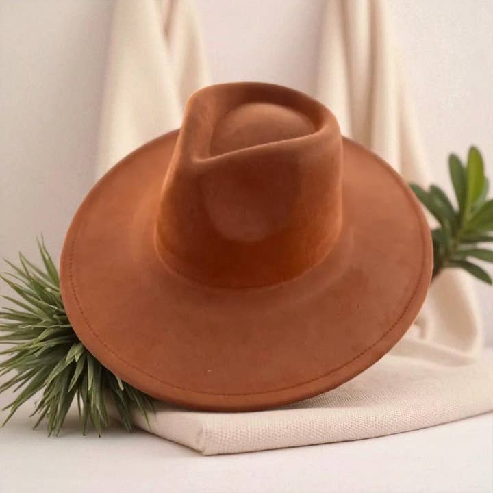 One and Only Accessories - Wholesale Fedora - Women's - Vegan Suede Wide Brim Rancher Hat 3