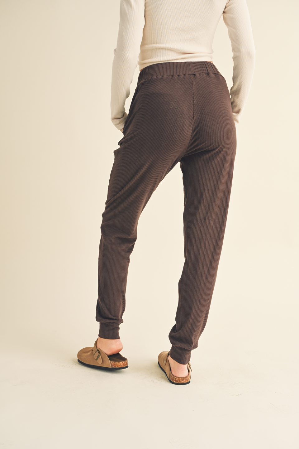 Dark Chocolate Soft Brushed Rib Sweatpants for wholesale on Faire4