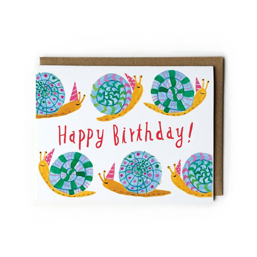Honeyberry Studios - Wholesale Birthday Card - Party Snail Birthday Greeting Card