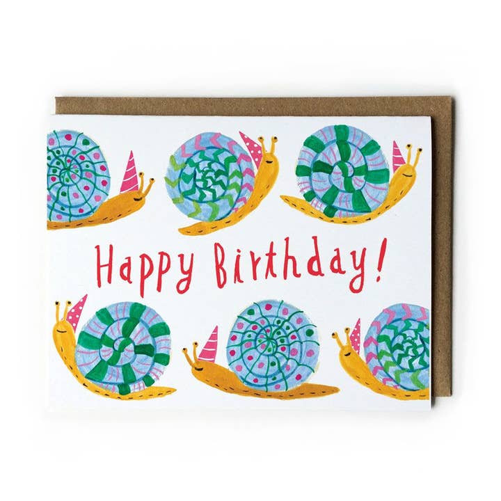 Honeyberry Studios - Wholesale Birthday Card - Party Snail Birthday Greeting Card0