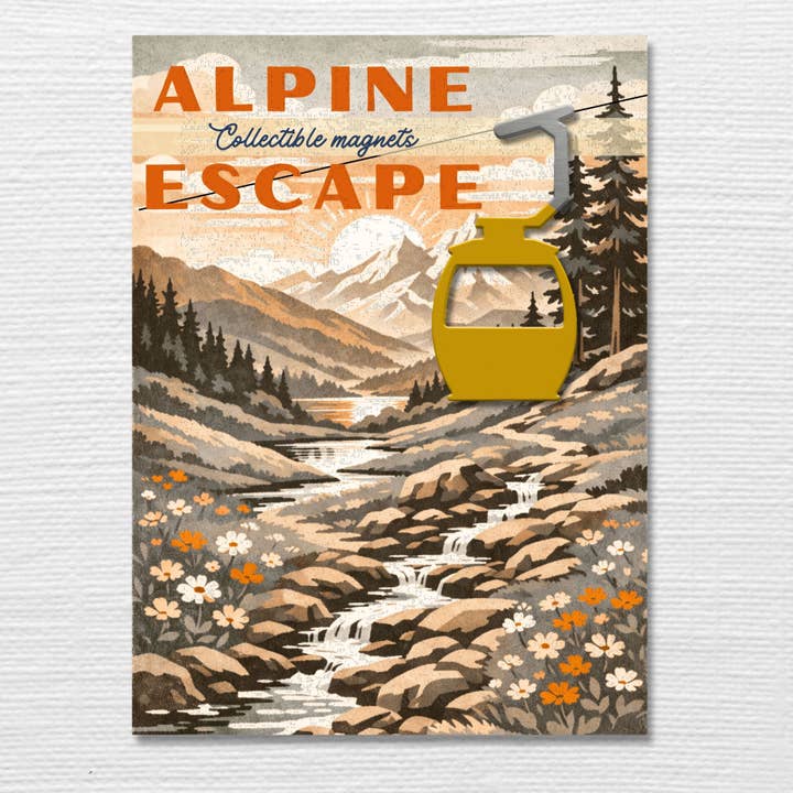 Mountain Gondola Magnet — Alpine Escape in Fall for wholesale by Authenticaa