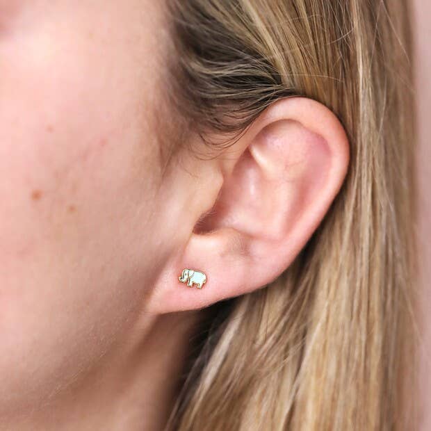 Lisa Angel - Wholesale Stud/Post Earrings - Mum and Baby Elephant Stud Earrings in Gold