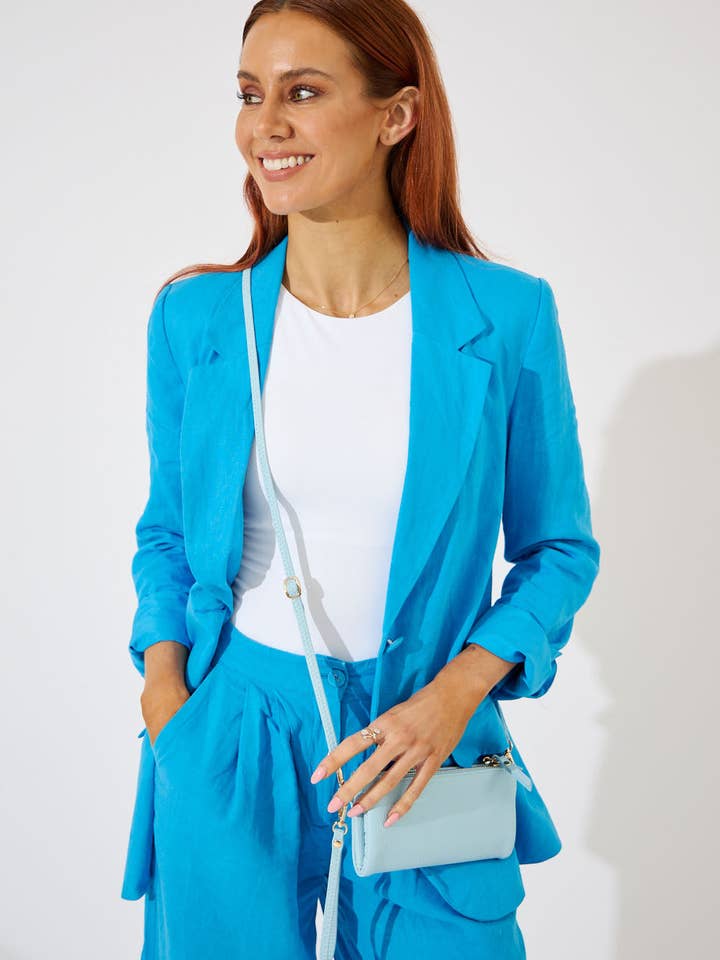 Vegan PU Leather New Haven Crossbody Wallet - Light Blue for wholesale by Nakoa The Label