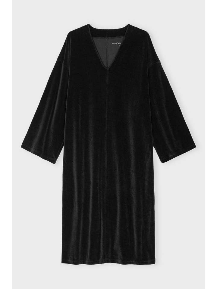 moshi moshi mind – Großhandel Kleid – Damen – helia Kleid aus Samt – schwarz1