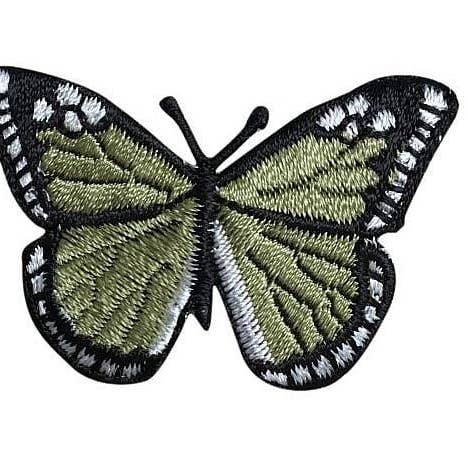 Piccola Farfalla - Verde Oliva/Nero - Toppa Ricamata Termoadesiva per la vendita all'ingrosso da parte di Wholesale Applique