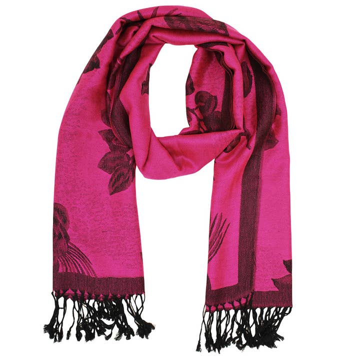 Sensibling Corp. - Wholesale Scarf – Women's - Rose Floral Pashmina Reversible Scarf Shawl22