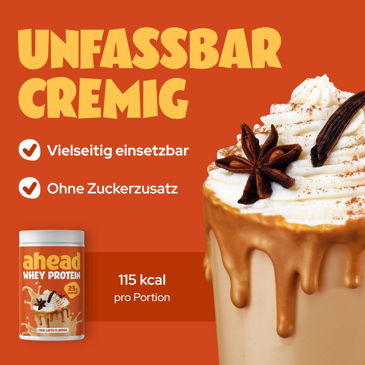 ahead - Wholesale Protein/Superfood Powder - Whey - Chai Latte, (2x500g)2