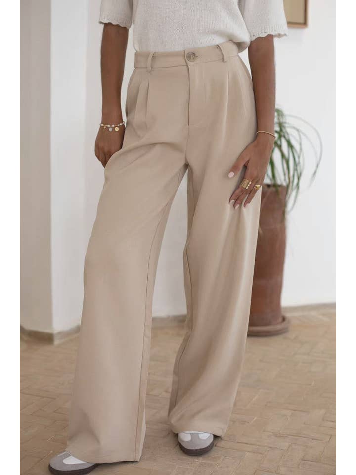 ESTEE BROWN - Wholesale Pants - Women's - Solid color wide-leg pants - 7140-4