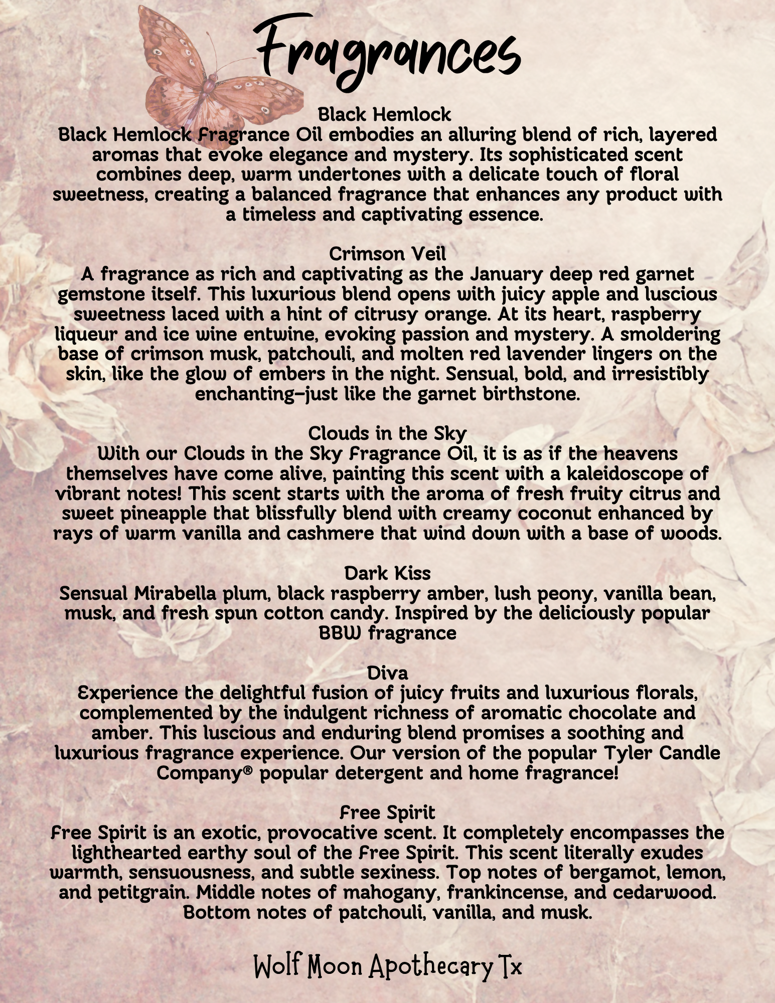 Wolf Moon Apothecary Tx - Vente Huile pour le bain/corps - Huile de Parfum, Corps & Cheveux LUXE | Mélanges de Luxe |8