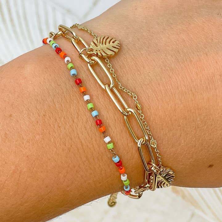 Prep Obsessed Wholesale - Wholesale Charm/Dangle Bracelet - Palm Leaf Charm Link Bracelet0