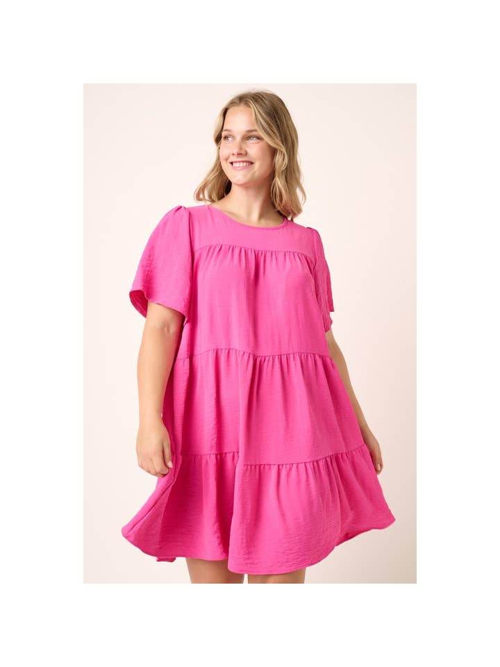 mittoshop – Großhandel Kleid – Damen – PLUS AIRFLOW MINIKLEID MIT RÜSCHENSTUFEN UND KURZEN ÄRMELN13