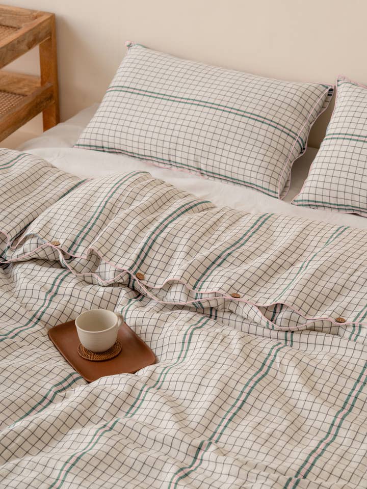 Pure Linen Duvet Cover – Checked Elegance for wholesale by Live Linen