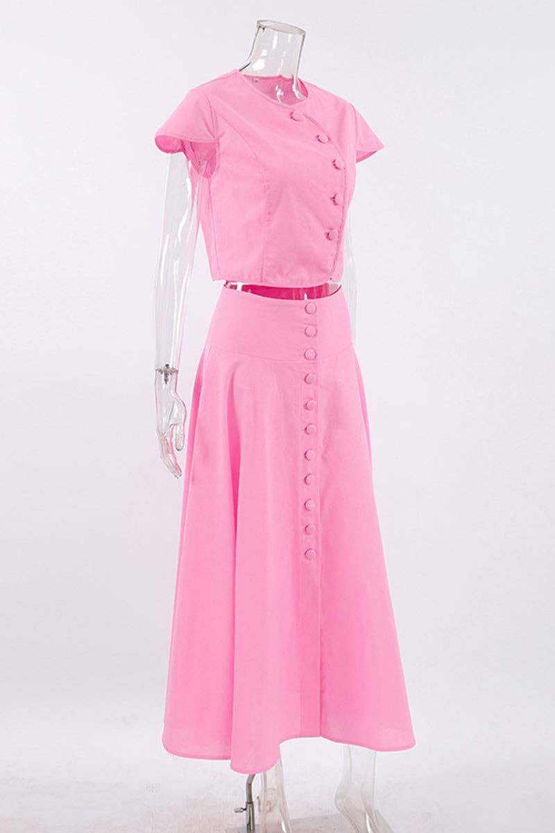 ROSA Conjunto de Saia com Detalhe de Botão Elegante para venda a revendedores na Faire6
