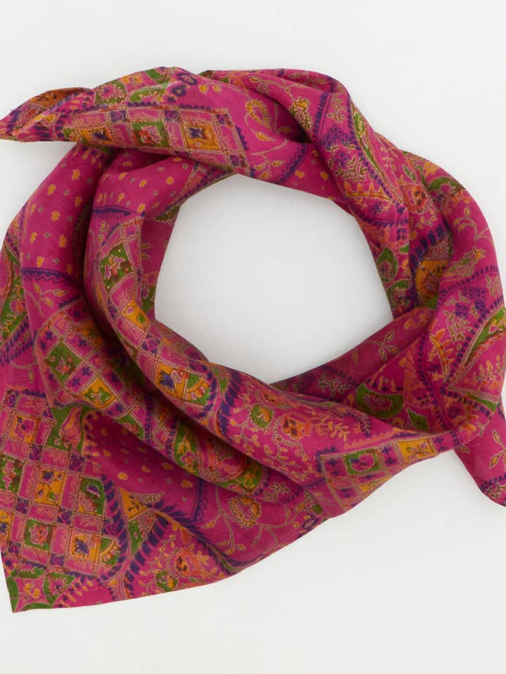 Vintage Silk Bandana - No. 250822 for wholesale by Anchal