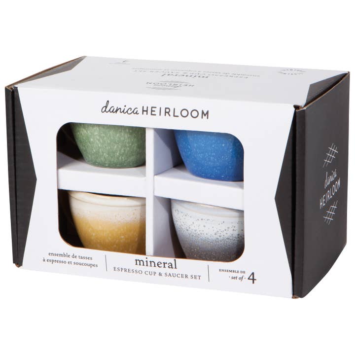 Danica Outlet Store - Wholesale Coffee/Tea Cup - Heirloom Mineral Espresso Cups and Saucers Set of 4