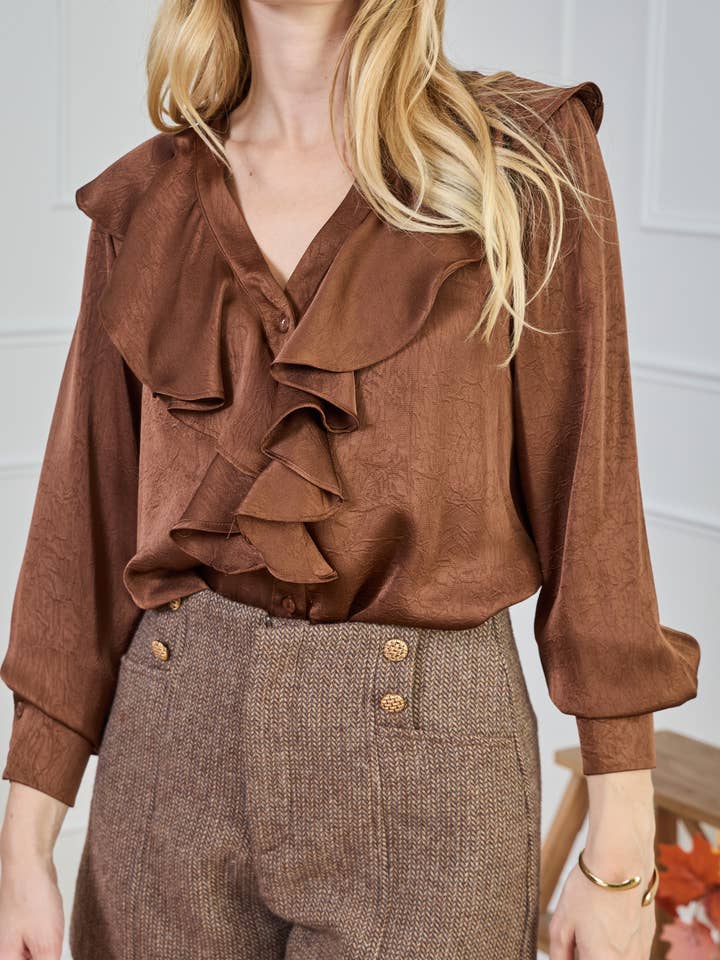 LULUMARY - Wholesale Button Down Shirt - Women's - Ruffled blouse CH35626