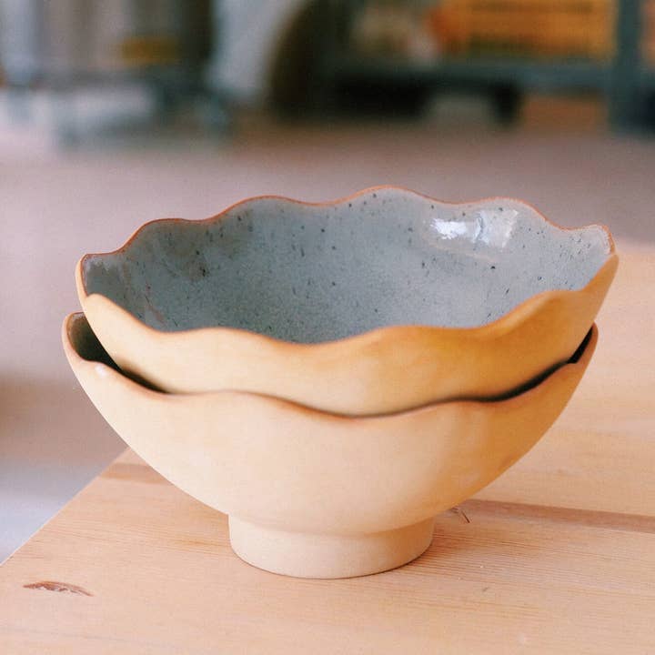 Ohyoko ceramics - Wholesale Serve Bowl - Handmade ceramic stoneware bowls with waves13