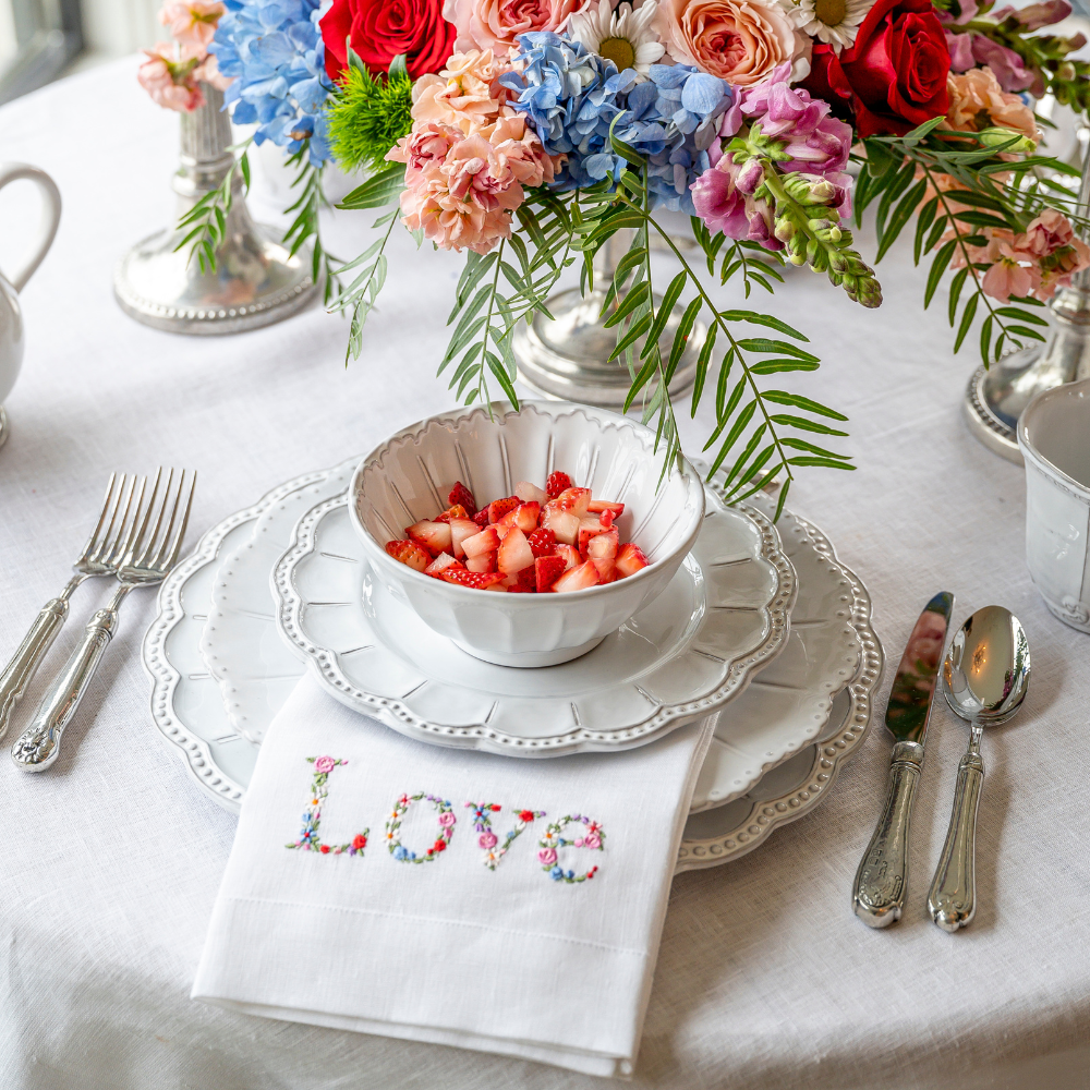 Arte Italica & Crown Linen Designs - Wholesale Salad Plate - Bella Bianca Beaded Salad/Dessert Plate5