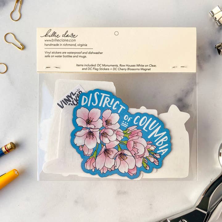 Billie Claire Illustration (Handmade) - Vente Autocollant - Pack d'autocollants et de magnets : Amoureux de Washington, DC2